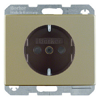 Дизайнерская розетка с заземлением и шторками, светло-бронзовый, матовый, 41340001 Berker, серия Arsys