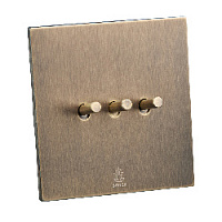 Дизайнерский выключатель Aura Бронза браш, BABR3KTC Bonze трехклавишный