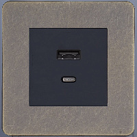 Дизайнерская розетка USB Type-C, антик, SBAN66A6A12 Salvador, серия 24 Harmonie