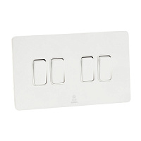 Дизайнерский выключатель Vega Белый лед, BVW4KB Bonze четырехклавишный проходной