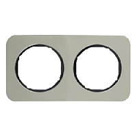 Дизайнерская рамка 2 местная, нержавеющая сталь/черный, 10122104 Berker, серия R.1