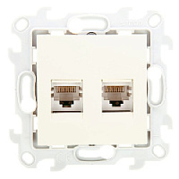 Дизайнерская розетка компьютерная 2хRJ-45 кат. 5е, слоновая кость, 2450593-031 Simon, серия 24 Harmonie