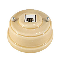 Розетка компьютерная RJ 45 (cat.6), песочный, серебристая фурнитура, РК6ПС ЛЕАНЗА