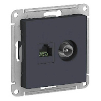 Дизайнерская розетка TV + RJ-45 кат. 5e, грифель, ATN000789 Schneider Electric, серия Atlas Design