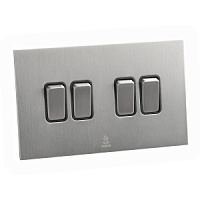 Дизайнерский выключатель Aura Никель браш, BAN4KB Bonze четырехклавишный проходной