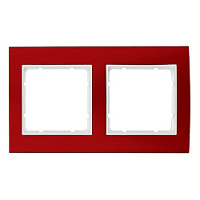 Дизайнерская рамка 2 местная, красный/полярная белизна, алюминий, 10123022 Berker, серия B.3