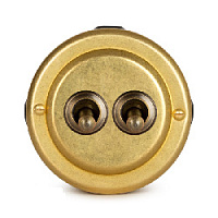 Ретро выключатель проходной с гайкой, золото, 30402-6 Vintage-Brass, двухклавишный, проходной
