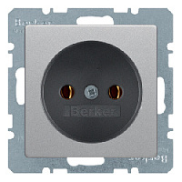 Дизайнерская розетка без заземления, алюминиевый, бархатный лак, 6167036084 Berker, серии Q.1/Q.3/Q.7