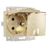 Дизайнерская двойная розетка с заземлением, шторками и с крышкой IP44, шампань рифленый, W1172210 Werkel