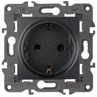 Дизайнерская розетка с заземлением и шторками, антрацит, Б0034276 Эра, серия Elegance