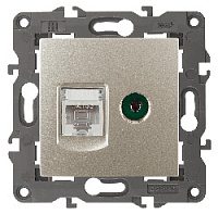 Дизайнерская розетка RJ-45  + TV, шампань, Б0034317 Эра, серия Elegance