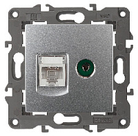 Дизайнерская розетка RJ-45  + TV, алюминий, Б0034316 Эра, серия Elegance