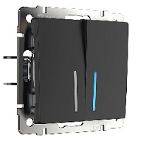 Дизайнерский выключатель с подсветкой, черный матовый, W1122108 Werkel, двухклавишный проходной