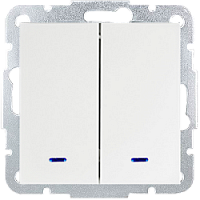 Дизайнерский выключатель, белый, 83021LW, Wedder, двухклавишный, с LED-подсветкой