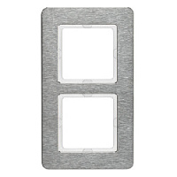 Дизайнерская рамка 2 местная, вертикальная, нержавеющая сталь с крацованной поверхностью, 10126083 Berker, серия Q.7