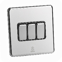 Дизайнерский выключатель Mira Зеркальный хром, BMC3KB Bonze трехклавишный