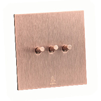 Дизайнерский выключатель Aura Медь браш, BAC3KTC Bonze трехклавишный