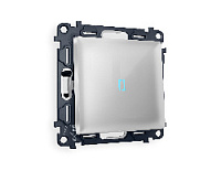 Комплект механизма 1-кл проходного выключателя с подсветкой 10000K голубой свет, серебро глянец, MA402040 Ambrella Volt, одноклавишный