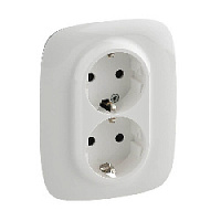 Дизайнерская двойная с заземлением и шторками, безвинт.зажим, белый, 753726 Legrand, серия Valena Allure