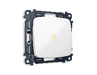 Комплект механизма 1-кл проходного выключателя с подсветкой 3200K мягкий теплый свет, белый глянец, MO102030 Ambrella Volt, одноклавишный