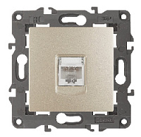 Дизайнерская розетка интернет RJ-45, шампань, Б0034305 Эра, серия Elegance