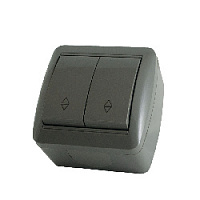 Дизайнерский выключатель IP44, серый, SQ1818-0112 TDM ELECTRIC, двухклавишный проходной, серия Селигер