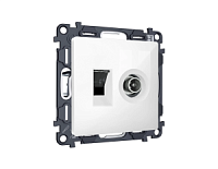 Комплект механизма розетки компьютерной + TV оконечной RJ-45 с автоматической защитной шторкой , белый глянец, MA112510  Ambrella Volt