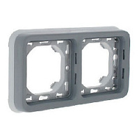 Дизайнерская рамка с суппортом 2 местная, серый, 069683 Legrand, серия Plexo
