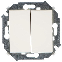 Дизайнерский выключатель, бежевый, 1591397-031, Simon, двухклавишный проходной, серия 15