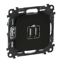 Дизайнерская розетка USB разъем A+A двойная, антрацит, 754998 Legrand, серия Valena Allure