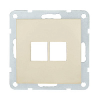 Накладка двойной розетки компьютерной/ телефонной с суппортом, бежевый матовый, 846202-0 LK Studio, серия LK80