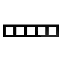 Дизайнерская рамка 5 местная, черный, стекло, GL-P105-BCG CGSS, серия Эстетика