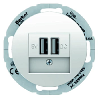 Розетка USB двойная, для зарядки, 1,4 А, вставка белая, полярная белизна, 10382089 + 260209 Berker