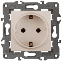 Дизайнерская розетка с заземлением и шторками, слоновая кость, Б0034273 Эра, серия Elegance