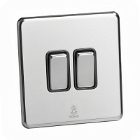 Дизайнерский выключатель Mira Зеркальный хром, BMC2KB Bonze двухклавишный проходной