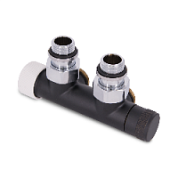 Дизайнерский клапан угловой для радиаторов для 2-х трубной системы отопления, слева, Tondera 1/2" черный матовый 0685-1500VCES S.R.Rubinetterie