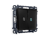 Комплект механизма 2-кл выключателя с подсветкой 10000K голубой свет, черный матовый, MA804020 Ambrella Volt, двухклавишный