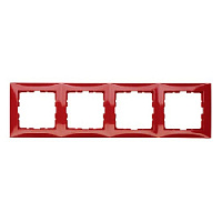 Дизайнерская рамка 4 местная, красный, глянцевый, 10148962 Berker, серия S.1