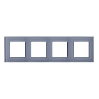 Дизайнерская рамка 4 местная, серая платина, стекло, GL-P104-GPG CGSS, серия Эстетика