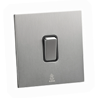 Дизайнерский выключатель Aura Никель браш, BAN1KXB Bonze одноклавишный перекрестный