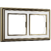 Дизайнерская рамка 2 местная, бронза / белый, алюминий, акрил, W0021327 Werkel