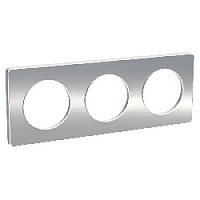 Дизайнерская рамка 3 местная, алюминий полированный/белый, S52P806J Schneider Electric, серия Odace