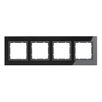 Дизайнерская рамка 4 местная, черный, глянцевый, стекло, 10146616 Berker, серия B.7