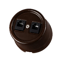 Розетка RJ11 телефонная двойная, коричневый, SQ1820-0450 TDM ELECTRIC, серия Болонь