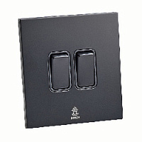 Дизайнерский выключатель Aura Черный уголь, BAB2KB Bonze двухклавишный