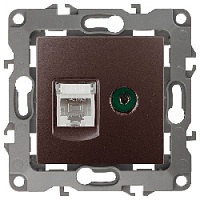 Дизайнерская розетка RJ-45 + TV, бронза, Б0027448 Эра, серия 12
