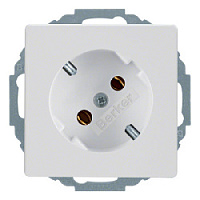 Дизайнерская розетка с заземлением, под углом 45º, полярная белизна, с эффектом бархата, 47276089 Berker, серии Q.1/Q.3/Q.7