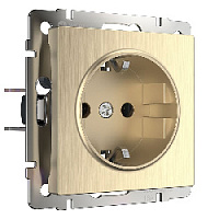 Дизайнерская розетка с заземлением, шампань рифленый, W1171010 Werkel