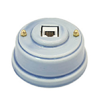 Розетка компьютерная RJ 45 (cat.6), небесно-голубой, золотистая фурнитура, РК6НЗ ЛЕАНЗА