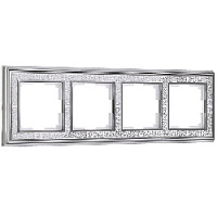 Дизайнерская рамка 4 местная, хром / белый, алюминий, акрил, W0041431 Werkel